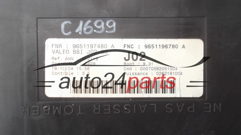 Centralina modulo comfort CITROEN PEUGEOT 9651197480A, 9651196780A