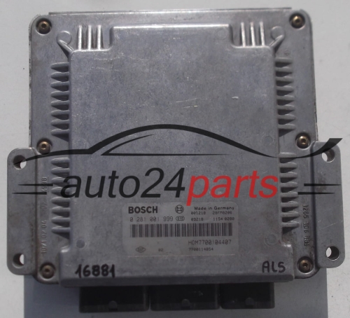 CALCULATEUR MOTEUR RENAULT ESPACE 2.2 DCI BOSCH 0 281 001 999, 0281001999, HOM7700104407, 7700104407, 7700114854
