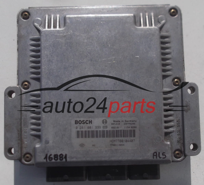 CALCULATEUR MOTEUR RENAULT ESPACE 2.2 DCI BOSCH 0 281 001 999, 0281001999, HOM7700104407, 7700104407, 7700114854