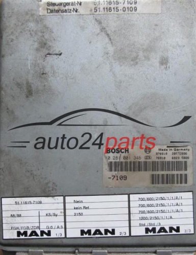 Μονάδα Ελέγχου Κινητήρα MAN BOSCH 0 281 001 346, 0281001346, 51 11615-7039