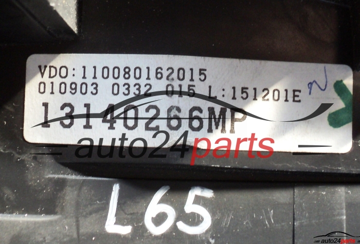 SPEEDOMETER INSTRUMENT CLUSTER OPEL MERIVA 1.6 VDO 110080162015 13140266MP, 13140266 MP 