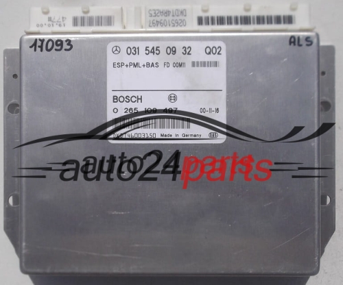 CENTRALITA ABS ESP+PML+BAS MERCEDES W220 BOSCH 0 265 109 497, 0265109497, A 031 545 09 32, A0315450932, 0315450932 