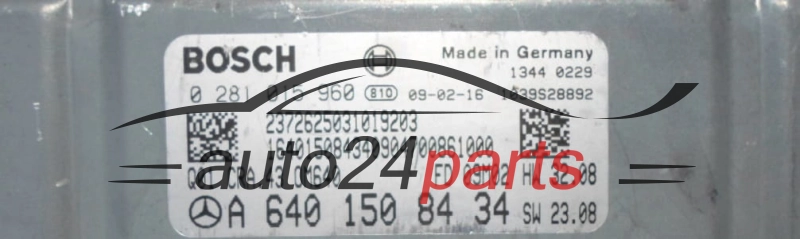 Μονάδα Ελέγχου Κινητήρα MERCEDES W169 BOSCH 0 281 015 960, 0281015960, A 640 150 84 34, A6401508434 