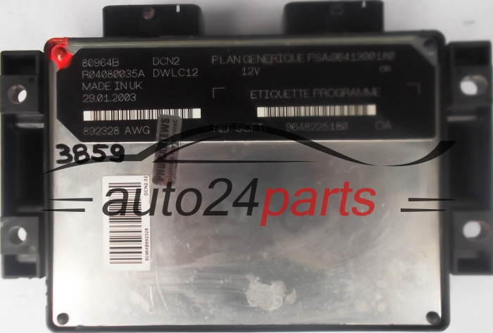 ECU ENGINE CONTROLLER CITROEN PEUGEOT 1.9 LUCAS R04080035A PSA 9641390180 SOFT 9648225180, DCN2, DWLC12
