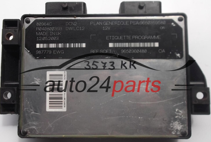 ECU ENGINE CONTROLLER CITROEN BERLINGO PEUGEOT PARTNER 1.9 LUCAS R04080035B, PSA 9650359580, SOFT 9650360480, DCN2, DWLC12