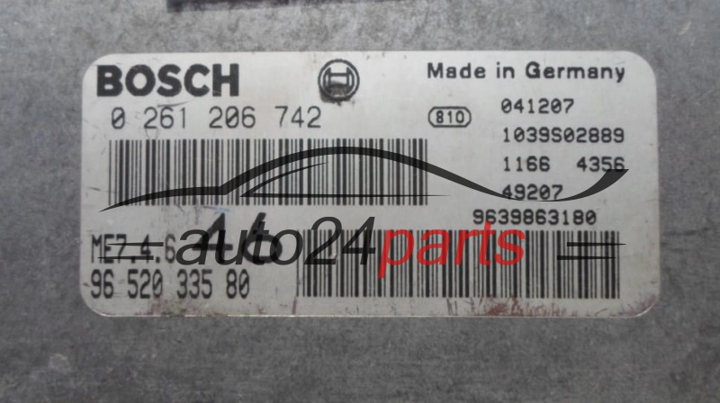 CENTRALINA MOTORE PEUGEOT 607 3.0 BOSCH 0 261 206 742,  96 520 335 80