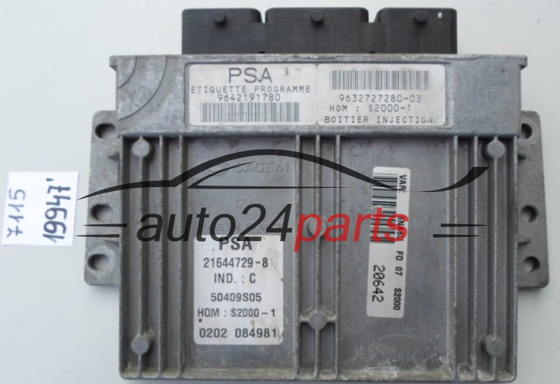 KOMPUTER STEROWNIK SILNIKA CITROEN XSARA PICASSO 1.8 Sagem 21644729-8,  PSA 9642191780
