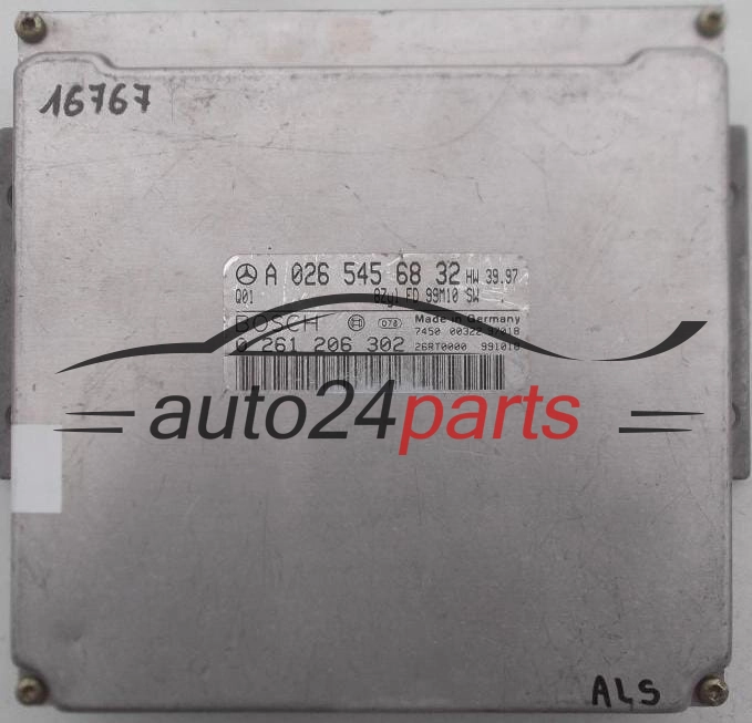 Μονάδα Ελέγχου Κινητήρα MERCEDES W210, 208, E430, BOSCH 0 261 206 302, 0261206302, A 026 545 68 32, A0265456832
