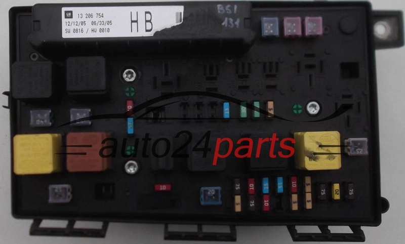 Central do sistema elétrico com caixa de relés e fusíveis, central de controle modul BSI OPEL ASTRA H ZAFIRA B GM 13 206 754 HB, 13206754 HB, HELLA 5DK 008 668-38