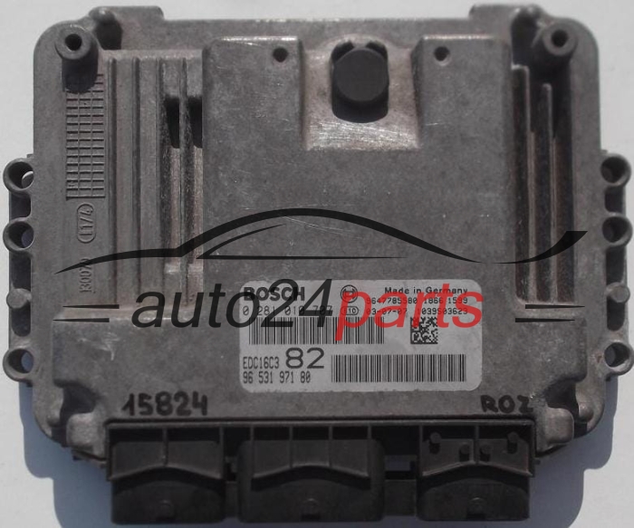 CENTRALINA MOTORE PEUGEOT 206 1.4 HDI BOSCH 0281010707, 0 281 010 707, 9653197180, 96 531 971 80, 9647785580, EDC16C3 82 SOFT 1039S03623