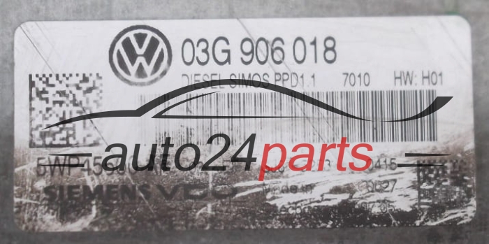 CALCULATEUR MOTEUR VOLKSWAGEN PASSAT 2.0 TDI SIEMENS VDO 5WP45500AF, 03G906018, DIESEL SIMOS PPD1.1 