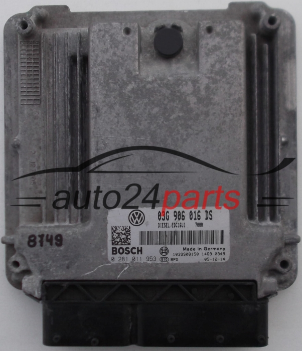 SKODA OCTAVIA 2.0 TDI 03G906016DS, 03G 906 016 DS, BOSCH 0281011953, 0 281 011 953, DIESEL EDC16U1 7000 1039S08150