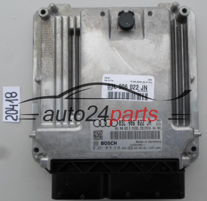 KOMPUTER STEROWNIK SILNIKA AUDI A4 2.0 TDI BOSCH 0 281 015 318, 0281015318, 03L 906 022 JN, 03L906022JN, EDC17CP14 