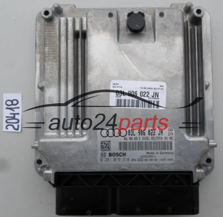 KOMPUTER STEROWNIK SILNIKA AUDI A4 2.0 TDI BOSCH 0 281 015 318, 0281015318, 03L 906 022 JN, 03L906022JN, EDC17CP14 