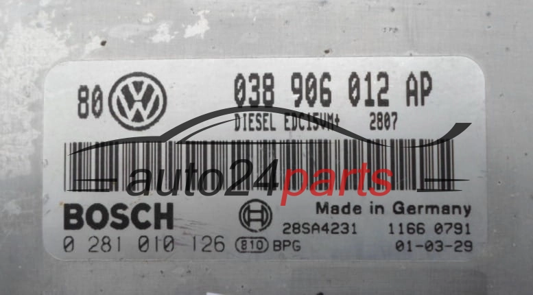 Μονάδα Ελέγχου Κινητήρα VOLKSWAGEN GOLF  BOSCH 0 281 010 126,  038 906 012 AP