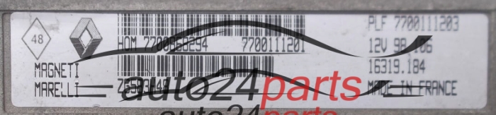 CALCULATEUR MOTEUR RENAULT CLIO 1.2 MAGNETI MARELLI 16319.184, 16319184, HOM 7700868294, 7700111201, PLF 7700111203