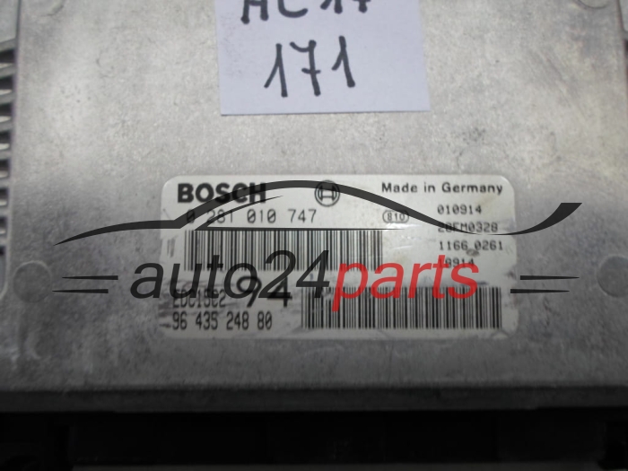 KOMPUTER STEROWNIK SILNIKA PEUGEOT 307 2.0 HDI BOSCH 0 281 010 747, 0281010747, 96 435 248 80, 9643524880 EDC15C2 94 