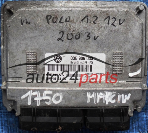 MOTORSTEUERGERÄT ECU STEUERGERÄT VW VOLKSWAGEN POLO 1.2 3E906033L, 03E 906 033 L, SIEMENS 5WP40194 05 BENZIN SIMOS 3PE 4726 