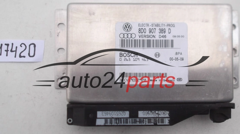 ABS STEROWNIK ESP ASR FDR FAHR-DYNAMIC-REGELUNG AUDI A4 A6 VW PASSAT 8D0907389D, 8D0 907 389 D, BOSCH 0265109463