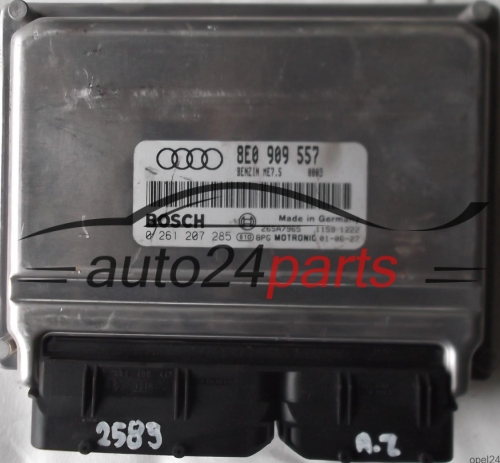 ECU ENGINE CONTROLLER AUDI A4 2.0 ALT 8E0909557, 8E0 907 557, BOSCH 0 261 207 285, 0261207285, BENZIN ME7.5 0003, 26SA7965 