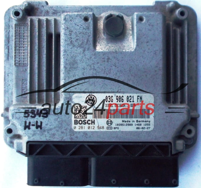 ECU ENGINE CONTROLLER VW VOLKSWAGEN GOLF 2.0 TDI 03G906021FN, 03G 906 021 FN, BOSCH 0281012948, 0 281 012 948, DIESEL EDC16U34 8274, 1039S12989