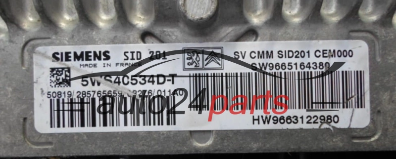 Μονάδα Ελέγχου Κινητήρα  CITROEN C5 2.7 HDI SIEMENS 5WS40534DT, SW 9665164380