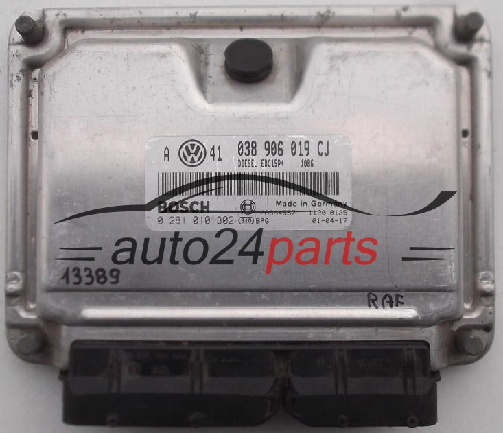 CENTRALINA MOTORE VW VOLKSWAGEN GOLF BORA 1.9 TDI AJM 038906019CJ, 038 906 019 CJ, BOSCH 0 281 010 302, 0281010302, EDC15P+ 1086, 28SA4557