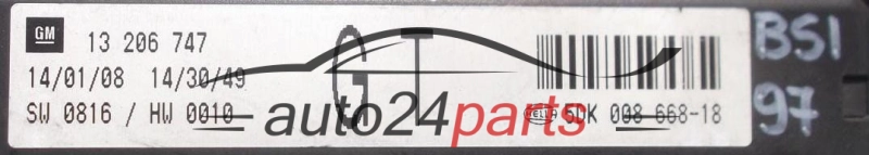 CAJA ELECTRICA DE FUSIBLES Y RELES OPEL GM 13 206 747 GT HELLA 5DK 008 668-18