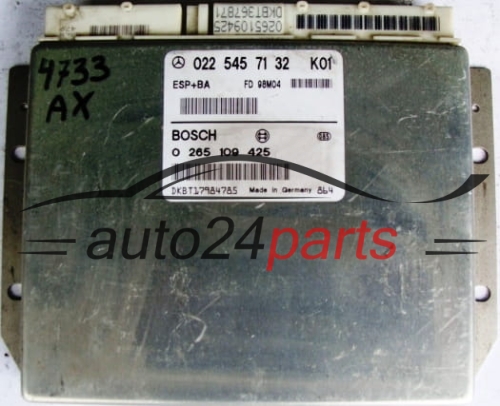 CALCULATEUR ABS ESP+BA MERCEDES W168 A0225457132, 0225457132, A 022 545 71 32 BOSCH 0265109425, 0 265 109 425