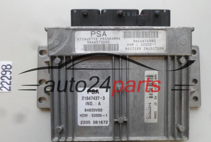 KOMPUTER STEROWNIK SILNIKA CITROEN PEUGEOT 21647437-3, 216474373, 9646573080 