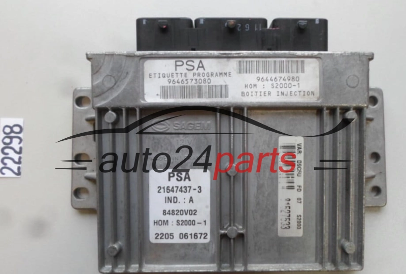 KOMPUTER STEROWNIK SILNIKA CITROEN PEUGEOT 21647437-3, 216474373, 9646573080 