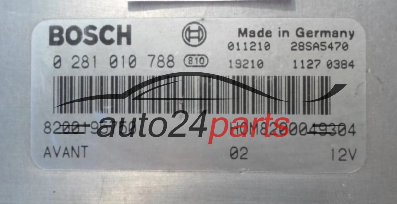 CENTRALINA MOTORE RENAULT CLIO MEGANE BOSCH 0 281 010 788, 8200195750, HOM 8200049304