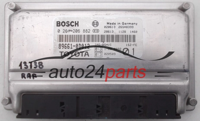 KOMPUTER STEROWNIK SILNIKA TOYOTA YARIS 1.0, BOSCH 0 261 206 882, 0261206882, 89661-0D011, 896610D011, 89661-0D012, 896610D012