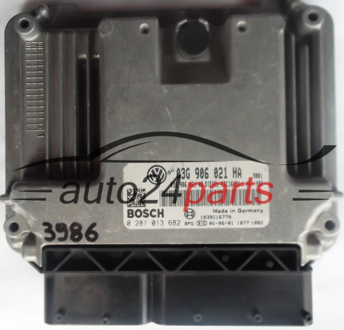 ECU ENGINE CONTROLLER VW VOLKSWAGEN GOLF 1.9 TDI 03G906021HA, 03G 906 021 HA, 03G906021AB, 03G 906 021 AB, BOSCH 0281013682, 0 281 013 682, DIESEL EDC16U34 9001 1039S16770