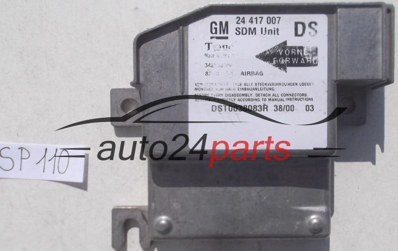 STEROWNIK MODUL PODUSZEK POWIETRZNYCH OPEL CORSA C 24417007 DS, 24 417 007 DS, 342853160, 9196345, 6237134, 62 37 134