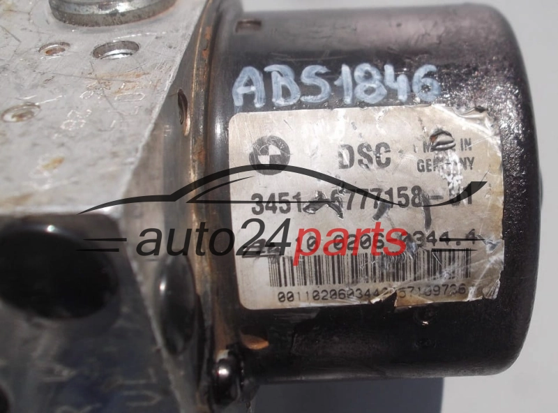 POMPE HYDRAULIQUE ET CALCULATEUR d'ABS BMW E81 E87 3451-6777158-01,  ATE 10.0206-0344.4,  3452 6777159-01