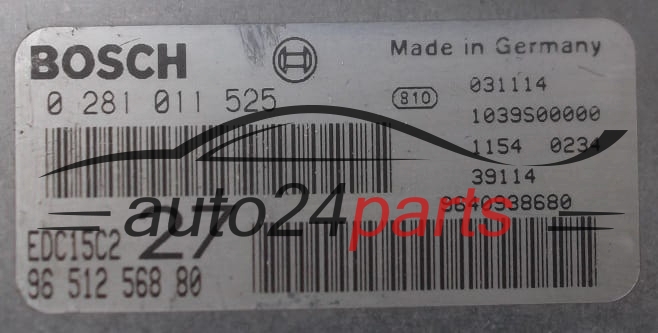 CENTRALINA MOTORE PEUGEOT 206 2.0 HDI BOSCH 0 281 011 525,  96 512 568 80