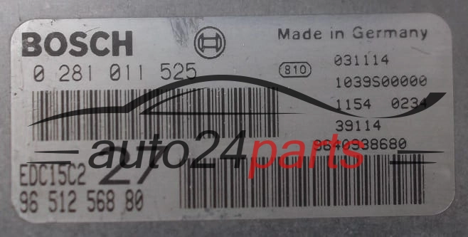 CENTRALINA MOTORE PEUGEOT 206 2.0 HDI BOSCH 0 281 011 525,  96 512 568 80