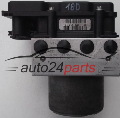 POMPE HYDRAULIQUE ET CALCULATEUR dABS PEUGEOT 307 BOSCH 0 265 231 302, 0265231302, 96 505 767 80, 9650576780, 0 265 800 390, 0265800390