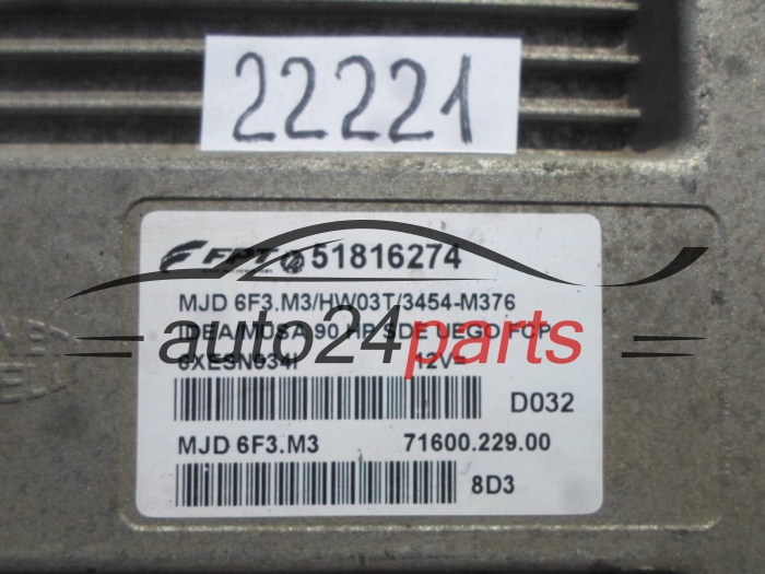 Μονάδα Ελέγχου Κινητήρα FIAT IDEA 1.3 JTD MJD.6F3.M3, MJD6F3M3, 51816274