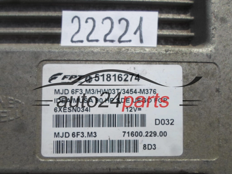 Μονάδα Ελέγχου Κινητήρα FIAT IDEA 1.3 JTD MJD.6F3.M3, MJD6F3M3, 51816274