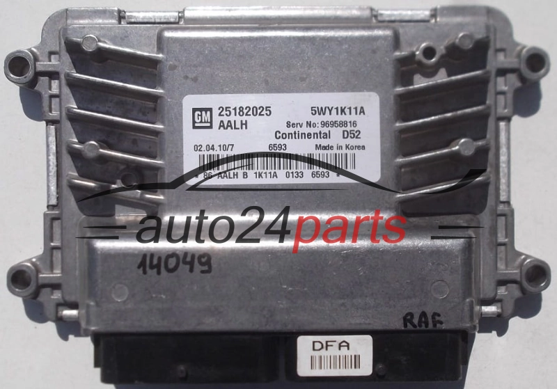CENTRALINA DO MOTORE CHEVROLET SPARK CONTINENTAL D52 5WY1K11A, GM 25182025 AALH, 96958816