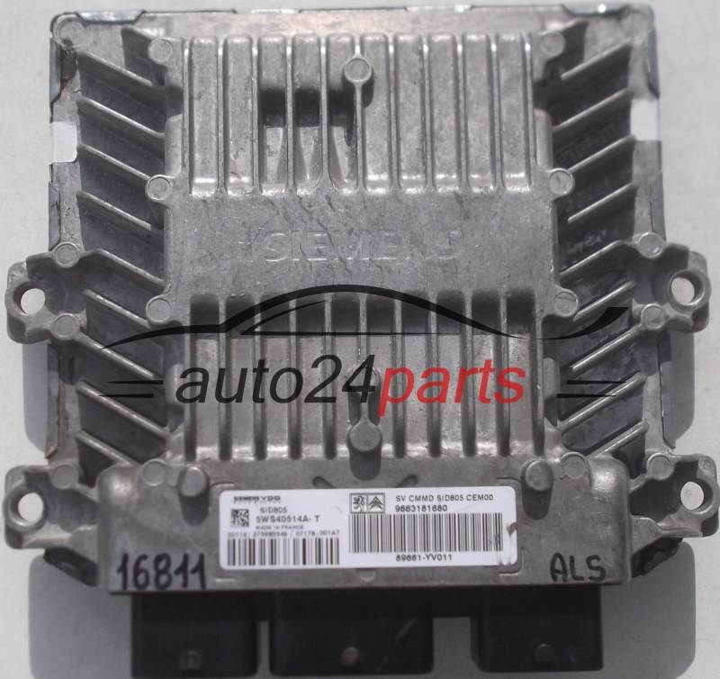KOMPUTER STEROWNIK SILNIKA CITROEN C2 C3 1.4 HDI SIEMENS 5WS40514A-T, 5WS40514AT, 9663181680 89661-YV011