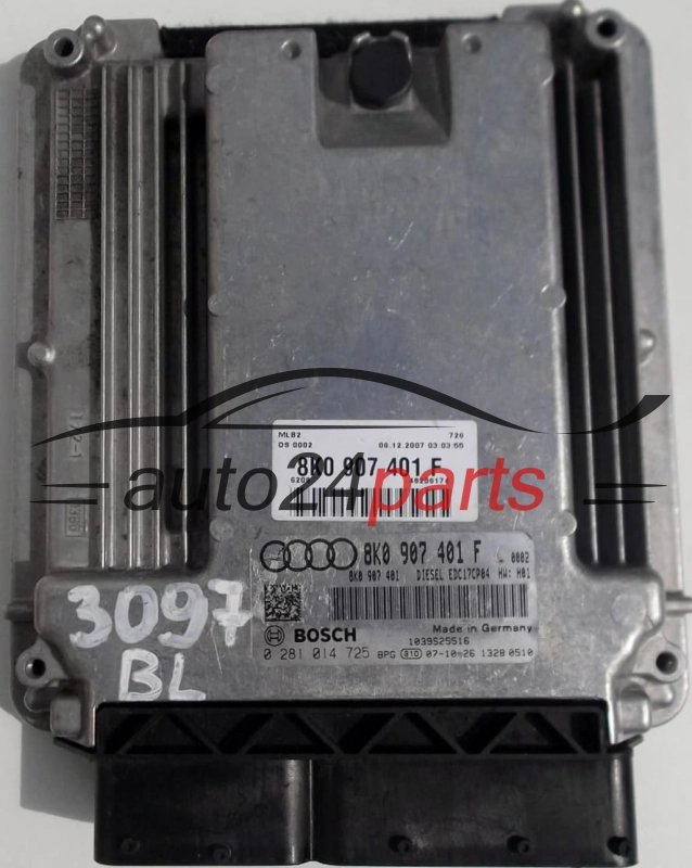 ECU CENTRALITA DE MOTOR AUDI A4 3.0 TDI BOSCH 0 281 014 725, 0281014725, 8K0 907 401 F, 8K0907401F, 8K0 907 401, 8K0907401, EDC17CP04