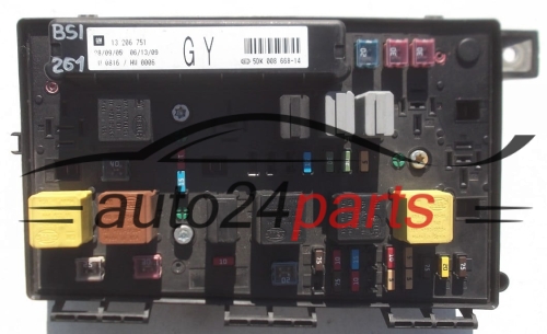 SKRZYNKA ELEKTRYCZNA PRZEKAŻNIKÓW I BEZPIECZNIKÓW MODUŁ NADWOZIA CENTRALKA KOMFORTU BSI OPEL ASTRA H GM 13 206 751 GY, 13206751 GY, HELLA 5DK 008 668-14, 5DK00866814
