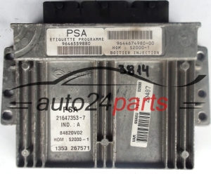 CALCULATEUR MOTEUR CITROEN XSARA PICASSO 1.8 SAGEM 21647353-7 PSA 9646559880 9644674980-00 HOM; S2000-1 84820V02