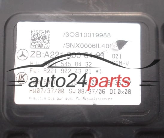 Centralina de comando do sistema confort  SAM MERCEDES W216 A221 900 61 01,  HW A 221 545 84 32,  FW A221 902 43 01