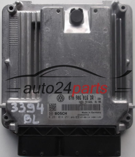 ΜΟΝΑΔΑ ΕΛΕΓΧΟΥ ΚΙΝΗΤΗΡΑ VW VOLKSWAGEN T5 2.5 TDI 070906016DR, 070 906 016 DR, BOSCH 0281014251, 0 281 014 251, DIESEL EDC16U31 1584 1039S23743