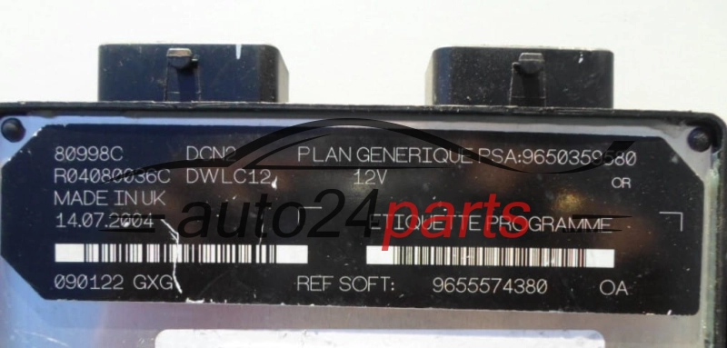MOTORSTEUERGERÄT ECU STEUERGERÄT CITROEN BERLINGO LUCAS R04080036C, PSA 9650359580, SOFT 9655574380