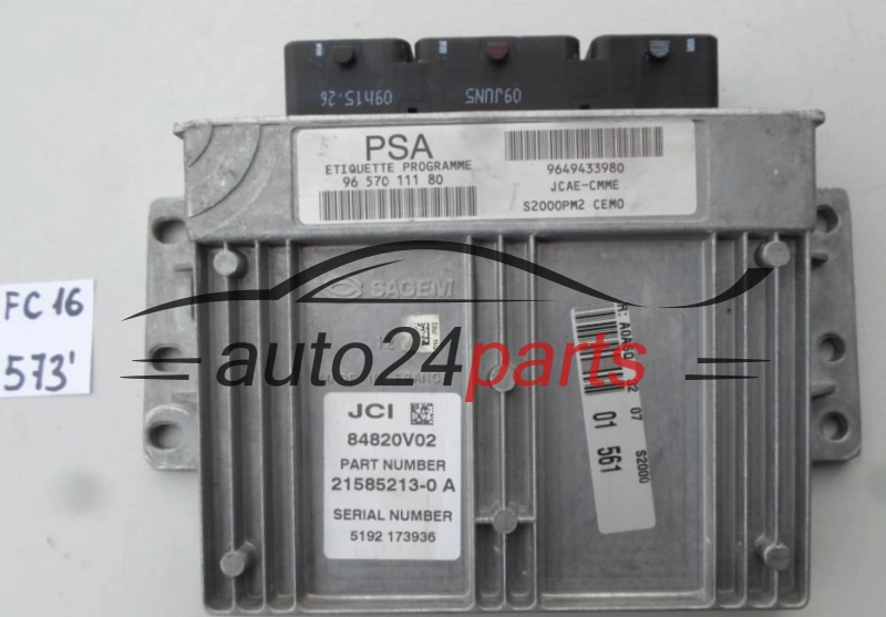 KOMPUTER STEROWNIK SILNIKA CITROEN PEUGEOT 1.4 Sagem 21585213-0 A, 215852130A, PSA 96 570 111 80, 9657011180, 9649433980